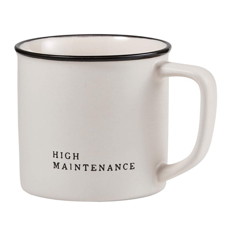 Santa Barbara Design Studio Black and White Coffee Cups Face-to-Face Designs Stoneware Mug, 16-Ounce, High Maintenance